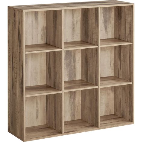VASAGLE Libreria a 9 Cubi, Scaffale Espositore per Decorazioni, Souvenir, Piante, per Studio, Ufficio, Soggiorno, 30 x 97,7 x 97,5 cm, Marrone Cammello LBC177K01 (1/5)