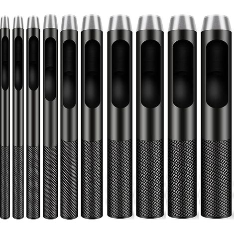 Lot de 10 emporte-pièces ronds en acier pour le travail du cuir, trous de 1 à 10 mm pour ceintures, bracelets de montres et vêtements.