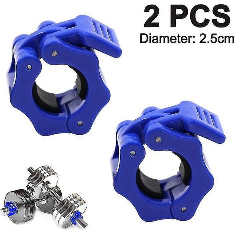 Lot de 2 pinces à haltères à dégagement rapide, pour l'entraînement (bleu). (1/5)