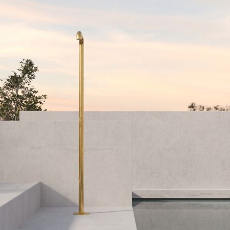 Colonna Doccia Per Esterno in Acciaio Inox Oro Spazzolato Con Ingresso Acqua Esterno - Lia (1/4)