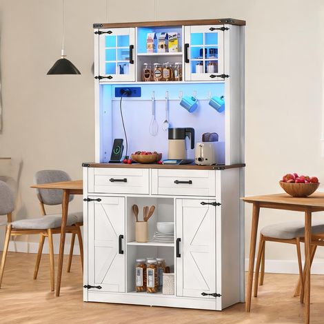 Buffet coloris marron blanc en MDF 100 x 40 x 172 cm (1/5)