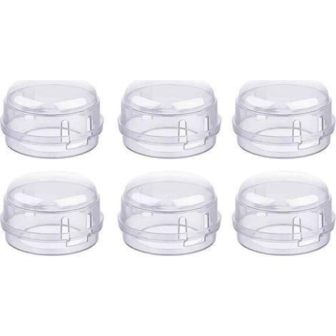 6-teiliges Set mit Griffabdeckungen, transparent, hitzebeständig, kindersicher, für Gasherde (1/5)