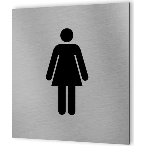 Pictogramme WC format 20 cm x 20 cm en Dibond Aluminium brossé - Modèle toilettes Femme (1/5)