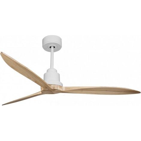 Tenerife - Super destratificateur et ventilateur DC 166 cm Blanc pales bois clair sans Lumière 30 à 60 m²
