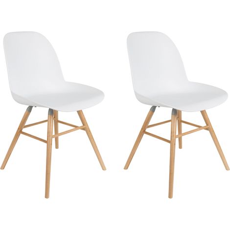 Lot de 2 chaises repas blanches et pieds naturels - KUIP