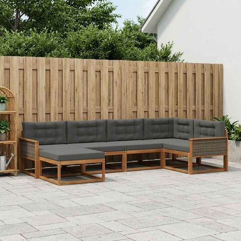 vidaXL Outdoor-Sofagarnitur mit Kissen 6 pcs Natur und Anthrazit (1/5)