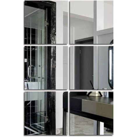 PA Wandspiegel in voller Länge (Glas, 8'' x 8'' x 6 Stück), Spiegelfliesen in voller Länge für Tür, Schlafzimmer, Heim-Fitnessstudio (1/5)