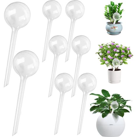 Lot de 8 Globes arrosage verre automatiques pour plantes d’intérieur et extérieur en pot 70ml (1/5)