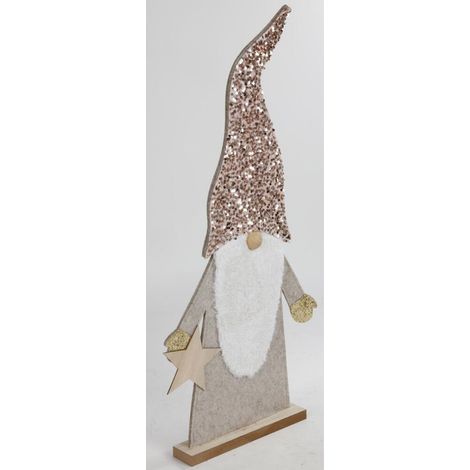 4 Stück Weihnachtlicher Wichtel aus Holz mit Pailettenmütze 83cm Figur Dekoration (1/5)