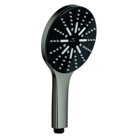 GROHE Teleducha Rainshower Aqua Pure 101676, 3 tipos de chorro, cambio de chorro mediante pulsador, caudal máximo a 3 bar: 8.5 l/min, hard graphite cepillado, 101676AL00