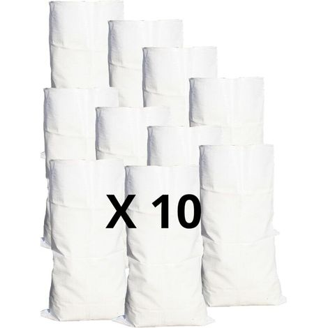 10 Sacs à Gravat 55 x 95 cm 55Kg, Toile Tissée Polypropylène Résistant, Sac de Chantier, Déchets Jardin, Sable, Réutilisable