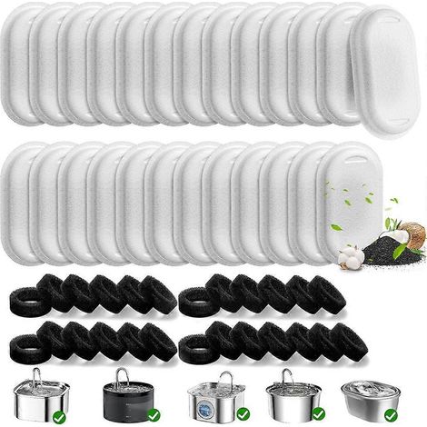 Lot de 50 filtres pour fontaine à eau pour chats et chiens, compatibles avec les distributeurs d'eau en acier inoxydable de 3,2 L et 2 L. (1/5)