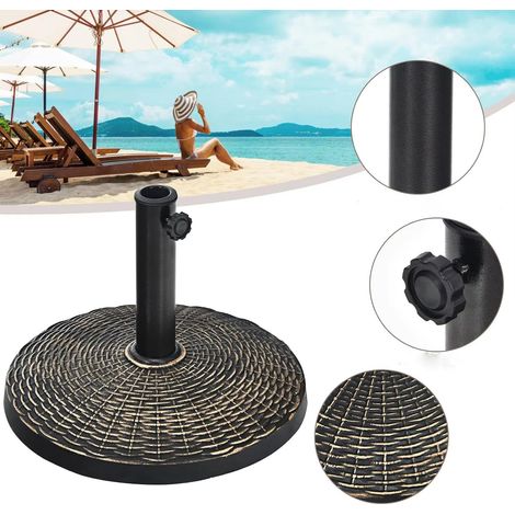 Base pour parasol, support de parasol, adapté aux jardins, aux terrasses et à la plage  compatible avec des mâts d'un diamètre de 38 mm ou 48 mm. Base pour parasol de jardin, socle rond