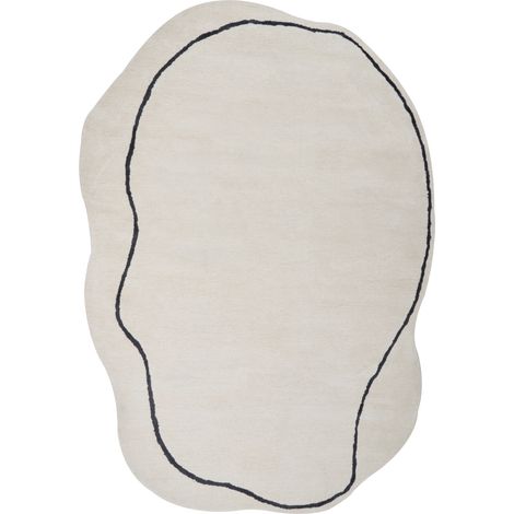 Alfombra moderna de viscosa y lana hecha a mano con forma irregular 160 x 230 cm beige Dera (1/5)