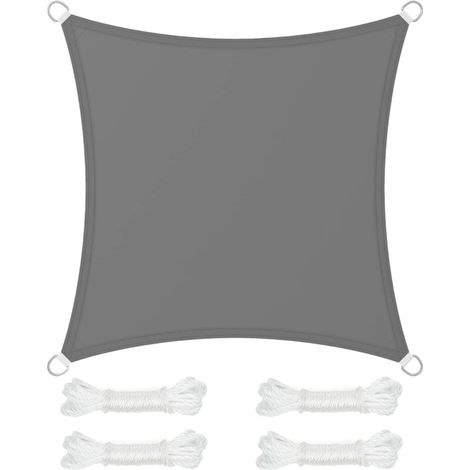 Voile d'ombrage 3 x 3 m, colonne d'eau 665 mm, polyester indéchirable, protection UV 93 %, terrasse, jardin, balcon, carré, 2 gris
