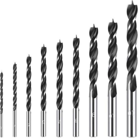 Wood Twist Drill Bits Set 9 pcs Wood Drill Bits 3-12 mm HSS Drill Bits for Wood Plywood Plastic Twist Wood Drill Bits for Drill Driver Electric Hand Drill (1/5)