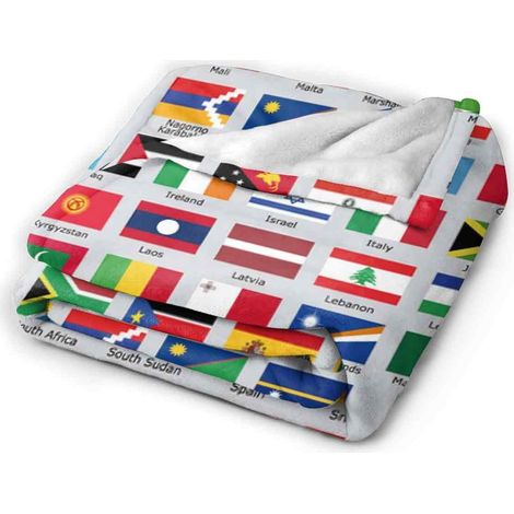 Ultraweiche und bequeme Flanelldecke mit Weltflaggenmotiven, ideal für Wohn- oder Schlafzimmer, 101,6 x 76,2 cm