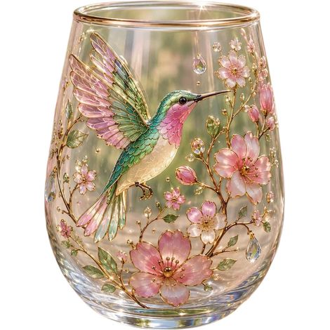 Klares, mundgeblasenes Whiskyglas mit einem niedlichen Tiermotiv (1/2)