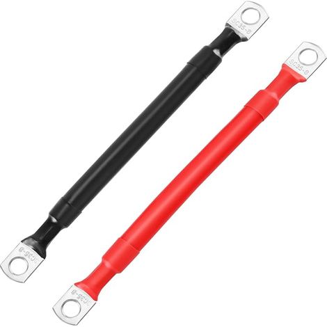 Thlevel Câbles d'onduleur de Batterie 2 Pièces 15cm Câble Automatique 33mm² 2AWG 12V avec Cosses à Anneau Fil Cuivre pour Camion Auto Moto Camping-Car Marine Solaire (1/5)
