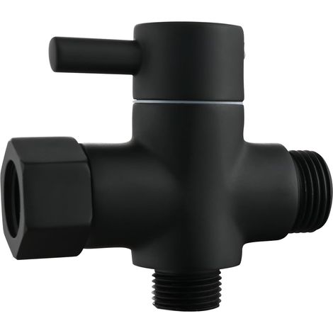 1 Vanne de Dérivation 3 Voies Laiton Noir, Robinet WC et Bidet, Connexion G3/8 et G1/2
