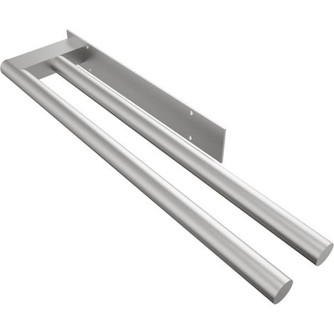 Scaldasalviette a due bracci, in acciaio inox, non necessita di foratura, adatto per bagno e cucina, colore argento.