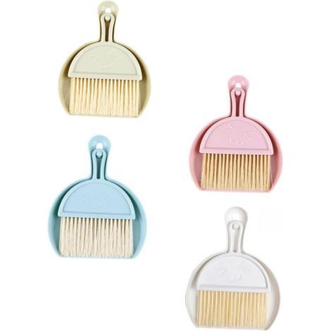 Balai de bureau compact 4-en-1 avec mini-pelle, brosse nylon et casserole – Lot de 4 accessoires de nettoyage polyvalents (1/4)