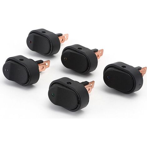 Lntyq 5 Pièces Interrupteur à Bascule 12V 30A Lumineux LED Bleu Commutateur Poussoir Bouton Brume Marche/Arrêt 3Pin