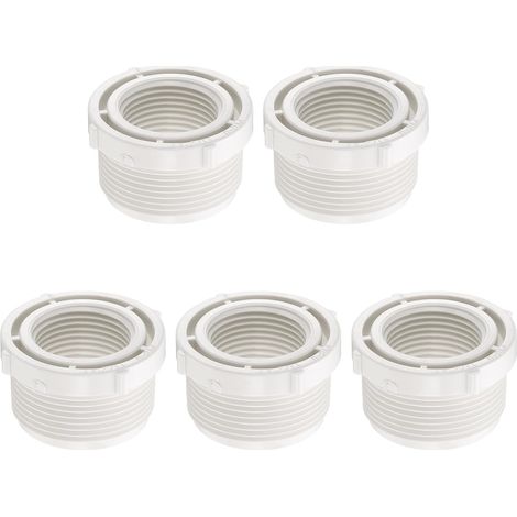 5 Pcs Manchon Réducteur PVC Filetage Mâle G1-1/2" Vers Filetage Femelle G1" Raccord Coupleur Adaptateur Réducteur PVC Pour Système De Plomberie De Connexion De Tuyaux, Blanc (1/5)