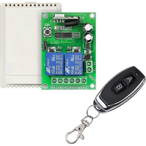 Télécommande universelle 433 MHz, relais sans fil, module 2 canaux, récepteur et émetteur RF, alimentation 12 V/24 V CC, pour porte de garage (1/5)