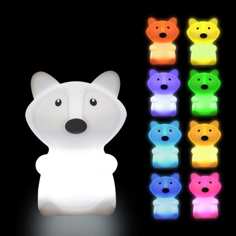 Veilleuse renard douce pour chambre d'enfant, lampe de chevet bébé avec variateur d'intensité, veilleuse LED rechargeable pour décoration ludique
