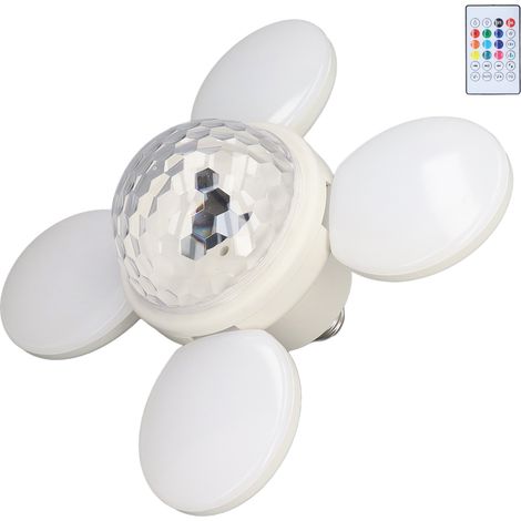 Bluetooth-LED-Lampe mit Lautsprecher, Musikprojektor, synchronisierter RGBW-Farbdarstellung, dimmbar, E27-Sockel, integrierter Fernbedienung, 85–265 V, Kristallklee-Muster, geeignet für Partys, Schlaf (1/5)