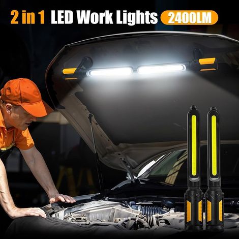Baladeuse LED Mecanicien avec Contrôle Capteur, 2400LM Lampe Mecanicien, 4400mAh Lampe de Travail avec Crochets et Base Magnétique, Projecteur LED Rechargeable pour Réparation Auto, Atelier (1/5)