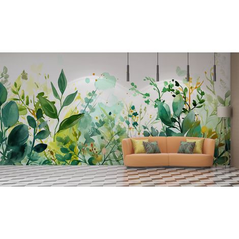 Papier peint fleuri - herbes folles printanières - 150 x 250 cm (1/2)