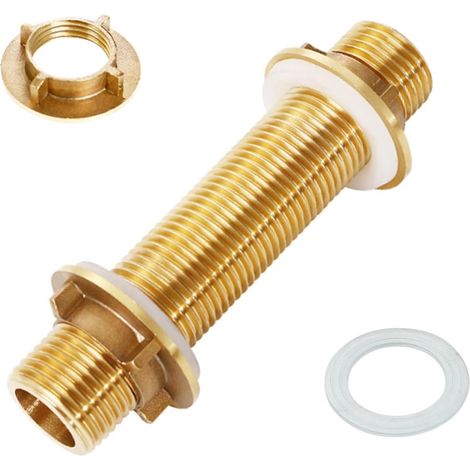 Passe-réservoir 1/2", raccord cloison 1/2" en laiton avec joint en silicone, passe-tuyau pour réservoir d'eau, tour d'eau, pompe à eau et citerne de pluie (1/5)
