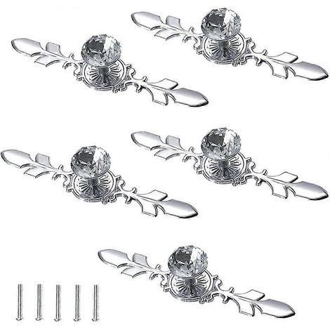 Bouton de meuble (lot de 5) - Poignée de porte diamant - Poignée de meuble diamant - Bouton de meuble vintage avec poignée de tiroir - Poignée de tiroir avec accessoires de vis, 170 mm (1/5)