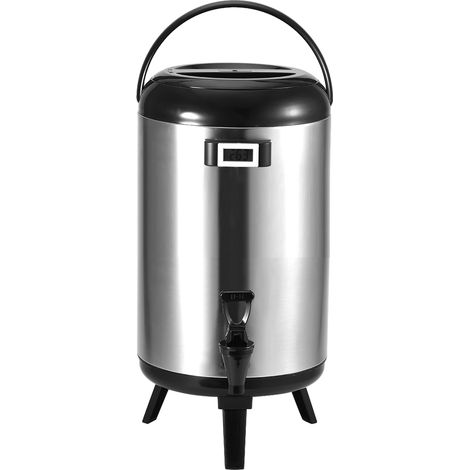 Bidon isotherme double paroi en acier inoxydable 12 L pour eau chaude, lait, thé, café (1/5)