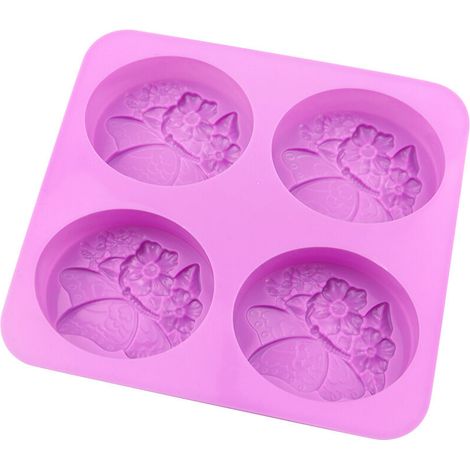 Moule à savon en Silicone rond à 4 trous en forme de papillon, moule à savon en Silicone pour Fudge DIY