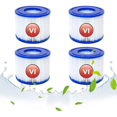 Cartouches filtrantes de Rechange pour Bestway VI, Filtre Cartridge VI pour Lay-Z-Spa Miami, pour Vegas, pour Monaco-Taille, Filtre pour Jacuzzi, pour Bestway 58323, 58239, 90352E (4 pièces) (1/5)