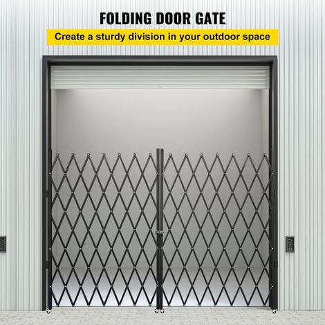 Porte Coupe-Feu Pliable Double Sécurité Grille Accordéon 310 x 154 cm (L x H) 3/4" Acier Canal 14 Gauge Noir (1/5)