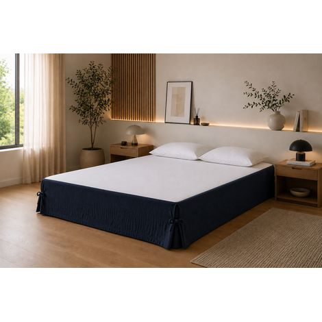Cache-sommier 140 x 190 cm Double Gaze de Coton GAÏA Marine – Qualité Haut de Gamme