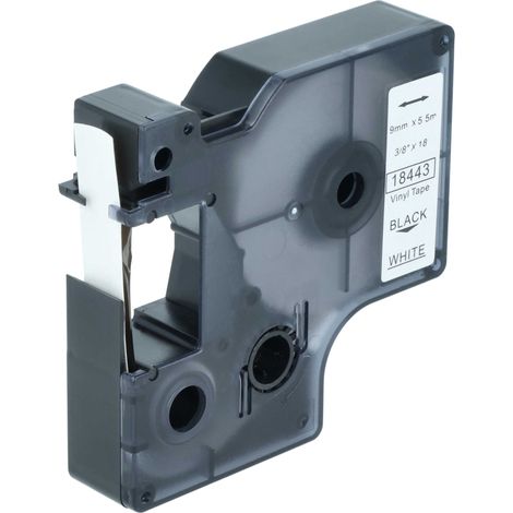 vhbw Label Tape compatible with Tyco T107M Label Printer 5.5m x 9 mm, Black on White, Vinyl (1/4)