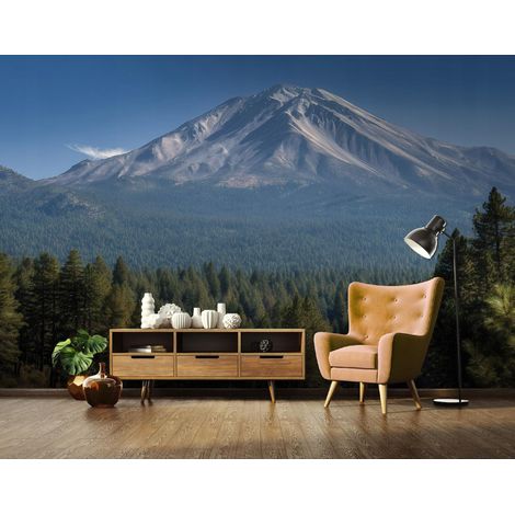 Fototapete Berge Natur Wald Bäume, für Wohnzimmer und Schlafzimmer, 200 x 140 cm – Komplettset inkl. Kleister & Anleitung (1/5)