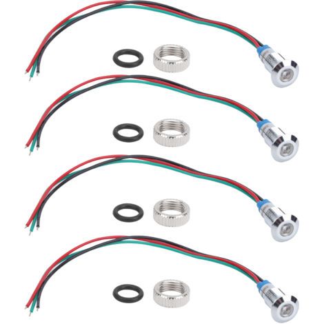Lot de 4 Voyants LED, 220 V, 8 Mm, MéTal éTanche, 2 Couleurs, Anode Commune, Signal Lumineux LED. (rouge et vert). (1/5)