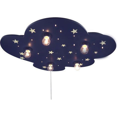 Deckenleuchte mit fluoreszierenden Sternen & Schlummerlicht, WOLKE XXL