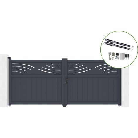 Portail battant 3,4m HALTI H.140cm alu + motorisation RANGER B150 (1/5)