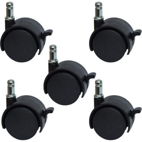 Roulettes de rechange pour chaise de bureau ou tabouret de 5,1 cm - avec frein (lot de 5) (1/5)