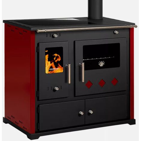 Cucina a Legna con Forno Prometey Pr. Lux Eco 9.4 kW Ceramica – Bordeaux Destra (1/5)