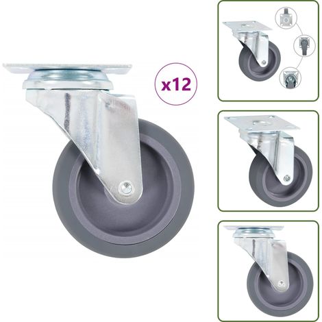 12 pcs Roulettes pivotantes 75 mm - Roulette Pivotante - Roulettes Pivotantes - Roulette De Chariot - Roulettes De Chariot (1/5)