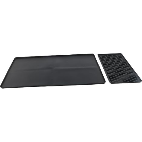 Tapis Machine Café Silicone 2 en 1 Absorbant Antidérapant – Plan Cuisine Comptoir Bar, Noir (1/5)