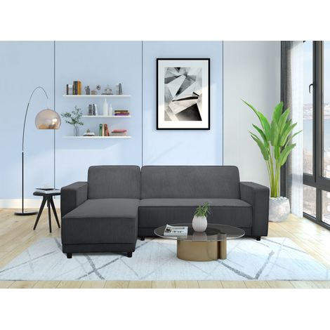 AllieCanapé-lit 3 places avec chaise longue en tissu anthracite (1/5)